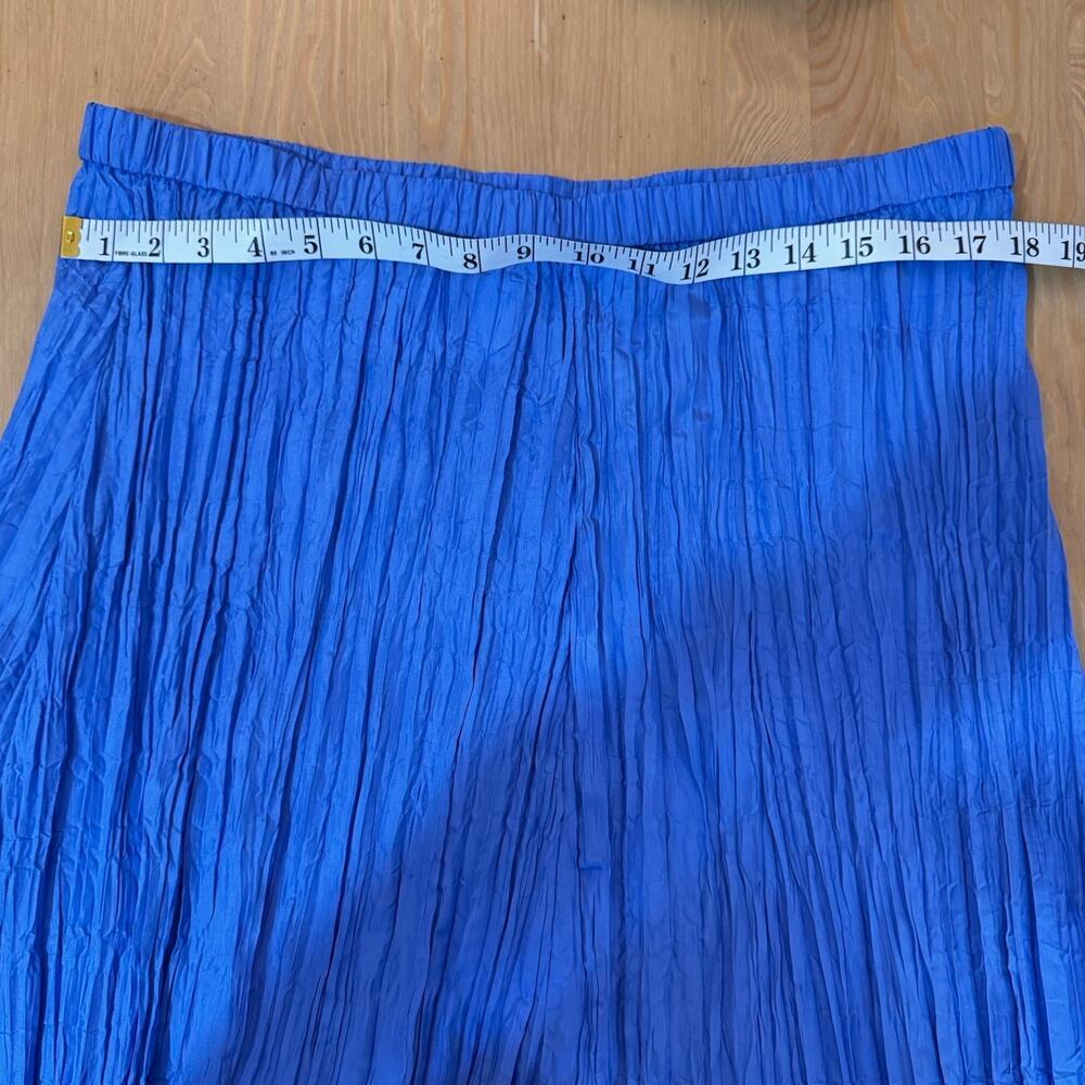 Eileen Fisher Womens Midi Skirt 100% Silk Crushed Blue Lagenlook Classic Chic - Picture 9 of 10